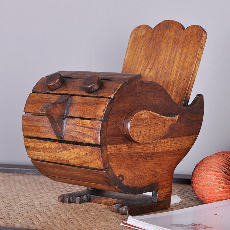 Thai craft gift pendulum decoration wooded small bird multifunction containing paper towel box Creative eco-friendly toilet paper box European style paper towel box