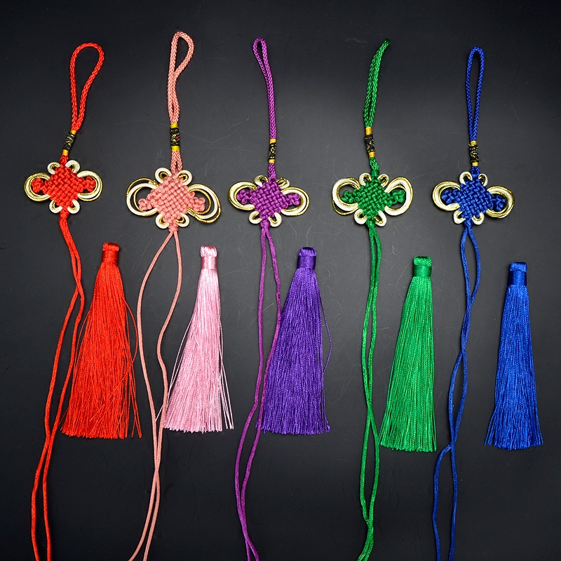 Semi-finished small China knot rich knot small tassel butterfly pendant Multi-color color knot handicraft