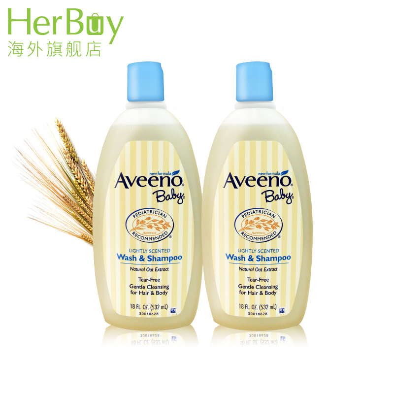 美国Aveeno Baby 宝宝天然燕麦 婴儿童洗发沐浴露二合一 532ml*2