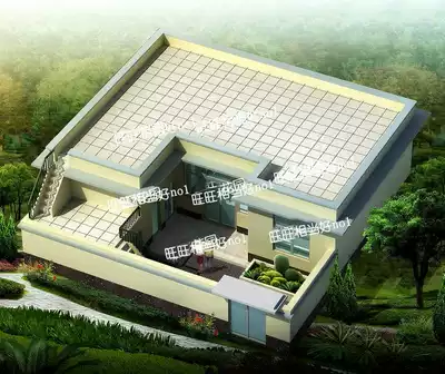 Construction drawings for new rural self-built houses with courtyard