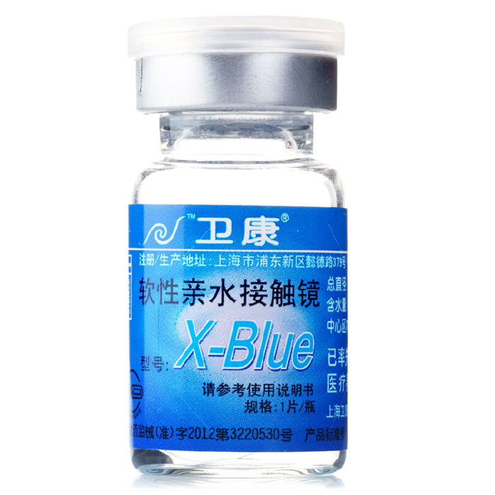 卫康隐形眼镜 X-BLUE年抛1片装 水润高透氧透明近视镜片 TFw