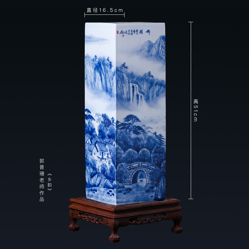 The Master of jingdezhen ceramics hand - made tungs of hometown square vase flower tube quiver sitting room place, the study of calligraphy and painting
