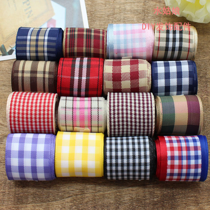 2 5cm Inron plaid with ribbon satin with diy make bar mitt material hair accessories hairpin hairpin accessories
