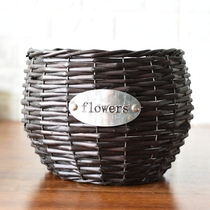 Simple and fleshy flowerpot hand-made wicker baskets rattan orchid green flower arrangement basket decorative ornaments flower