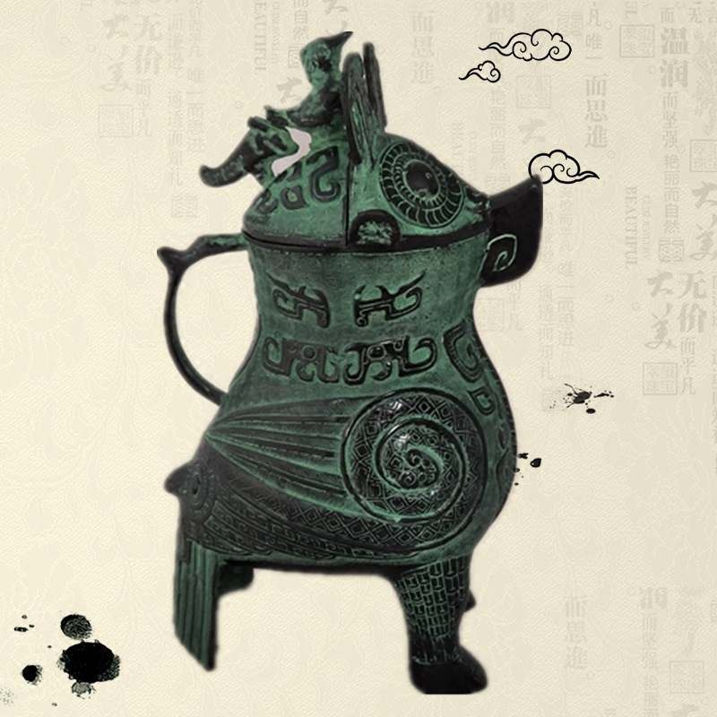 Bronze Woman Good Owl Zun Decoration Owl Zun Antique Craft Gift Decoration Office Living Room Collection Decoration