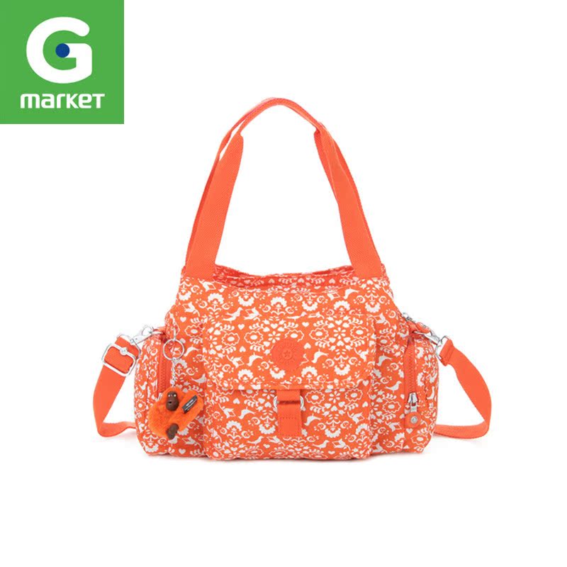 新品 韩国正品 Gmarket包包[Kipling]花朵图口袋时尚饺子型手提包