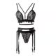 Mubasa màu đen gợi cảm ren trong suốt áo ngực đồ lót garter khóa ba mảnh đồ ngủ gợi cảm mùa thu và mùa đông phụ nữ bộ mặc nhà thu đông Giống cái
