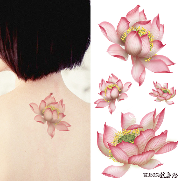 KING tattoo - tattoo - tattoo sticker for waterproof lady durable pink lotus film - building