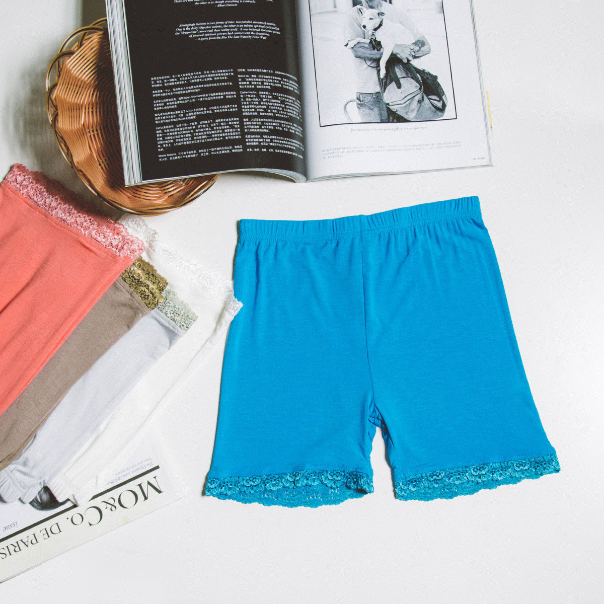 七格格春秋新款蕾丝花边防走光裤超短三分安全裤高弹女式打底裤女