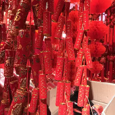 New year hanging cannon hollow paper-cut firecrackers string New year festival decoration products simulation silent firecracker pendant