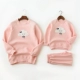 Trang phục dành cho phụ huynh và trẻ em Quần áo cotton ở nhà Quần dài tay Bộ đồ ngủ Bộ đồ cho bé trai và bé gái