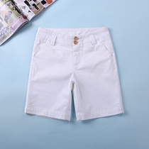 Womens summer four-point pants Korean slim slim thin hot pants new wild white cotton stretch five-point pants large size