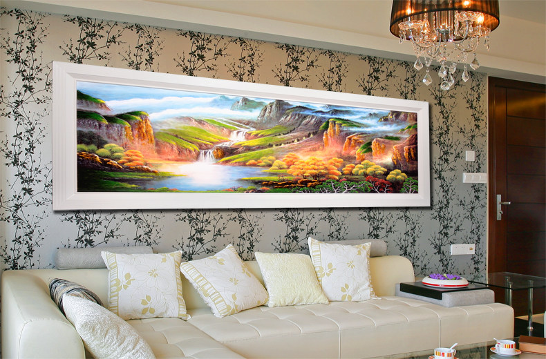 Treasure Ground Raw Gold Poly Treasure Feng Shui Living Room Modern Decoration Painting Wood Carving TV Background Wall Painting Relief Painting Solid Wood