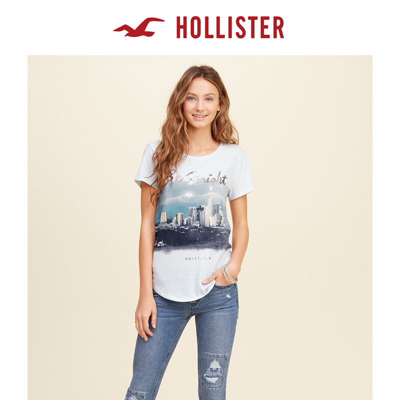 Hollister亮光图案T恤 女 102789