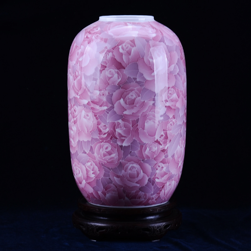 Under the liling glaze colorful porcelain vase TV ark adornment medium ceramic vase peony hand - made patterns furnishing articles