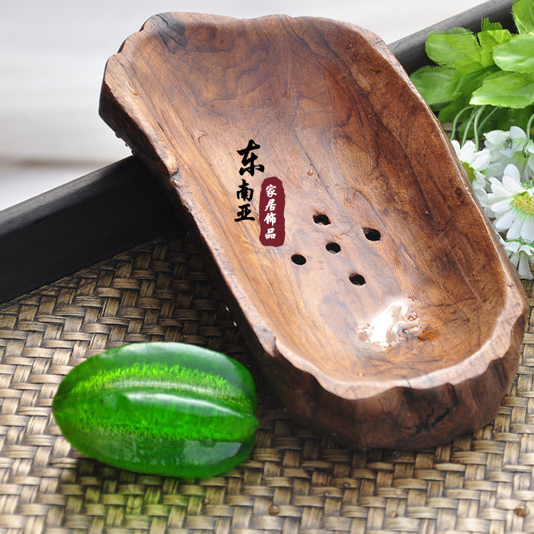 Thai crafts handmade wood old teak fruit dish soap box to collect disk Southeast Asia home decoration parts