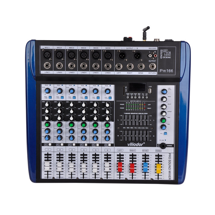 Mixer 6 road 8 supports MP3 high quality band balance mixer effect Bluetooth USB display screen