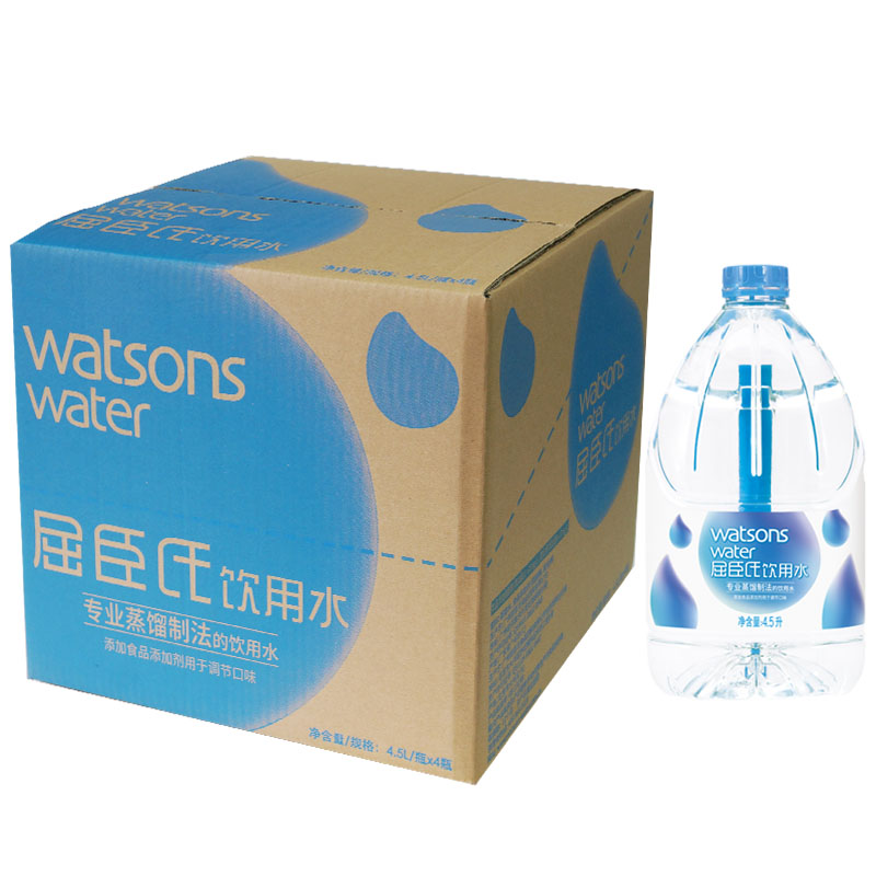 【苏宁易购】屈臣氏（Watsons）饮用水4.5L *4桶