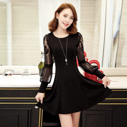 2018春装新款大码女装中长裙子春秋装春季长