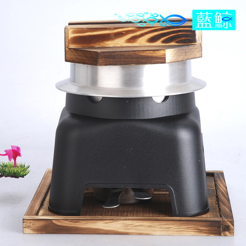 Blue Whale Japanese-Style Rice Cooker, Outdoor Solid Alcohol Stove Pot, Non-Stick Pan, Wooden Lid, Large and Small Hot Pot
