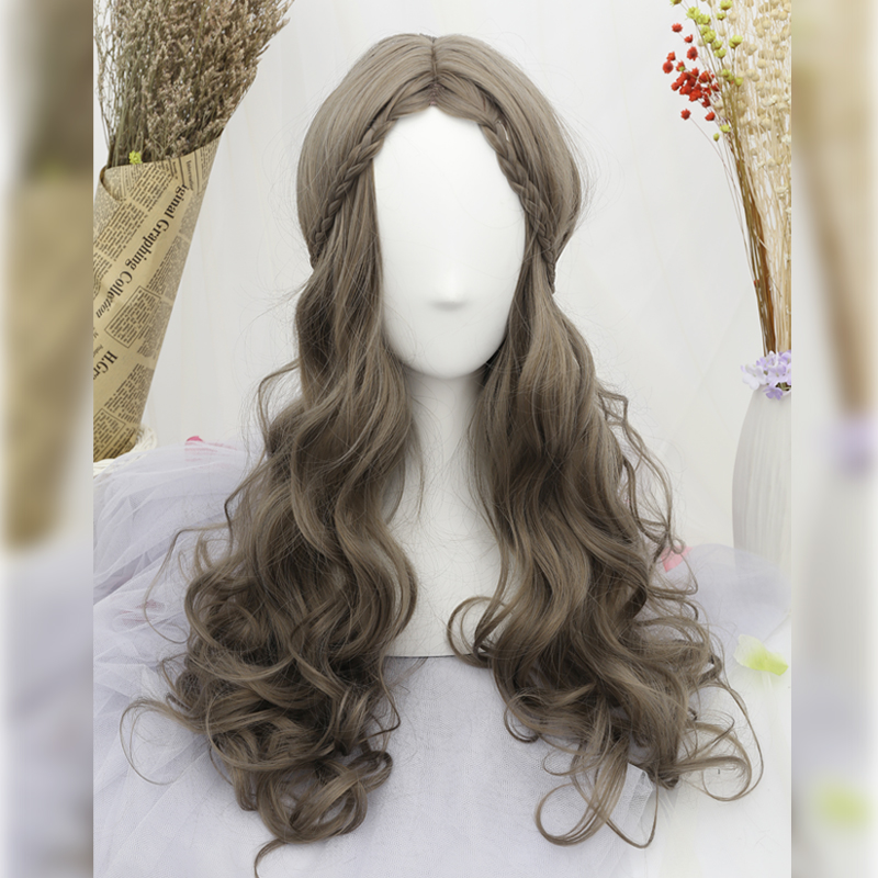 假发女生中分 长卷发cos银灰色女 Lolita大波浪假发哑光高温丝
