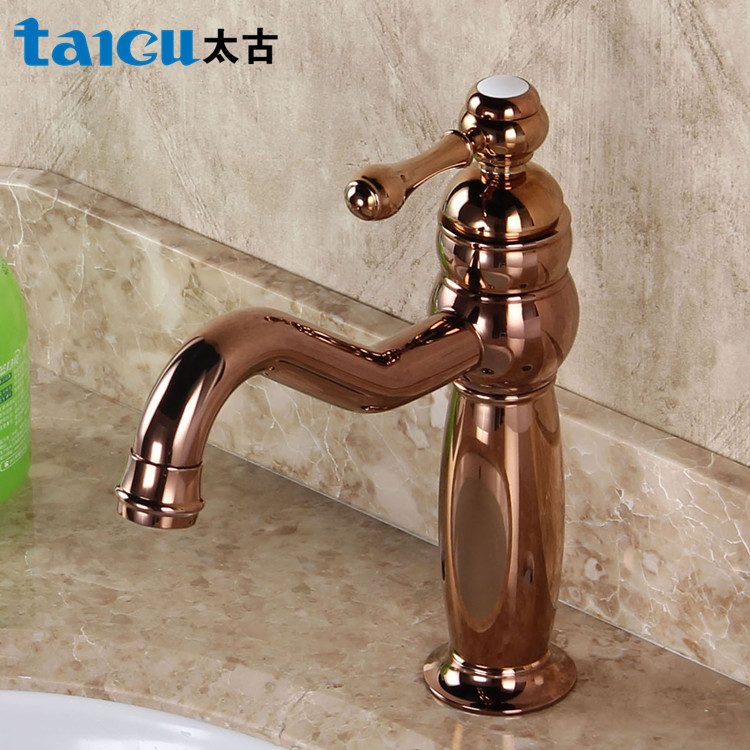 Taikoo European Rose Gold Faucet Classical Rose Gold Basin Faucet Retro Single Handle Single Hole Hot and Cold Water