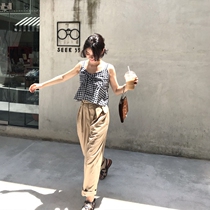 (Mid-year welfare clearance is not returned) Leisure high waist button flip bag Harlan curling trousers two color