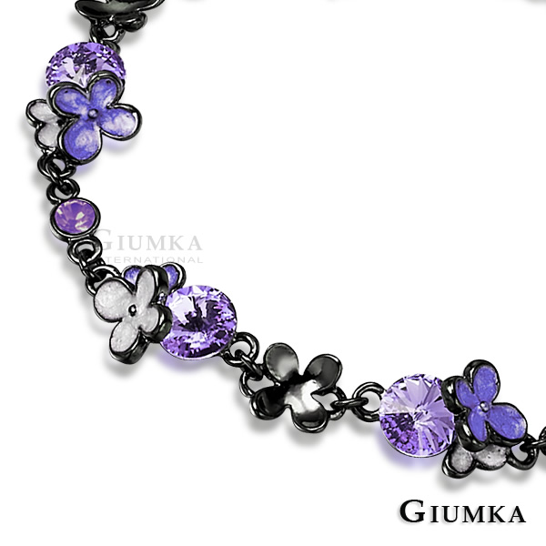 台湾官网直邮进口【GIUMKA】白K饰－四瓣小花甜美淑女款手炼 (黑)