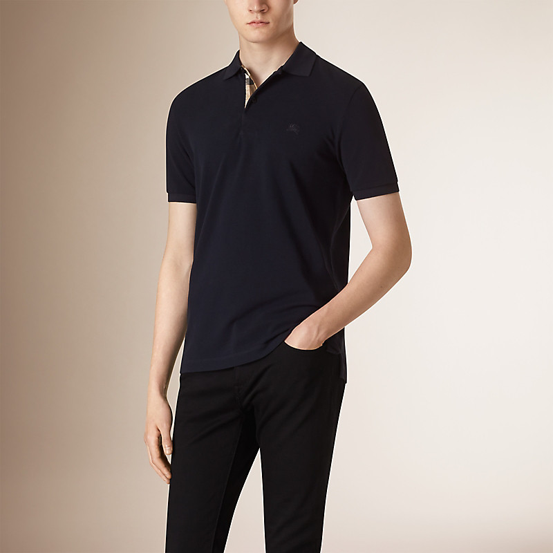 BURBERRY/博柏利格纹开襟珠地网眼布棉质 Polo 衫 40106941