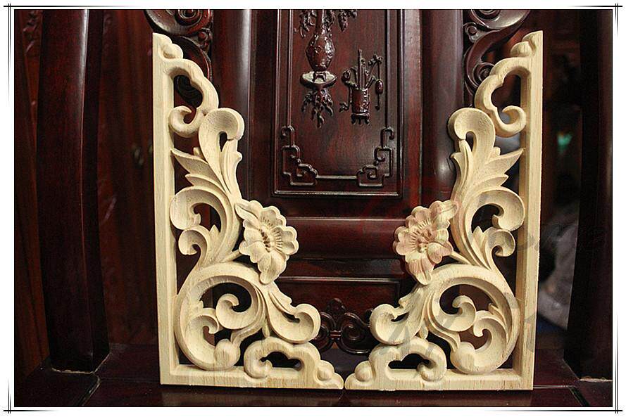 Dongyang wood carving solid wood Chinese applique with flower lattice partition suspended ceiling background wall imitation ancient beam Fancy Angle Flower Gun Corner Door Lintel