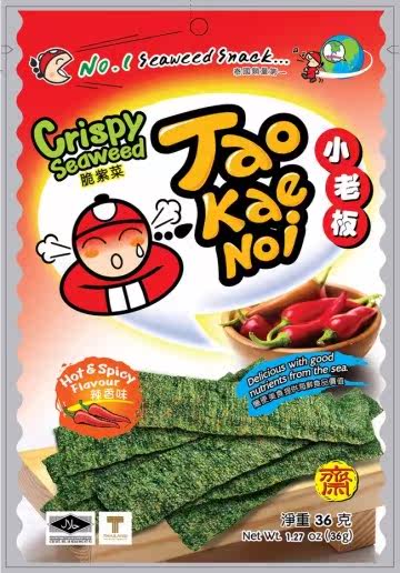 小老板厚片海苔(辣味)36g台湾官网直邮进口