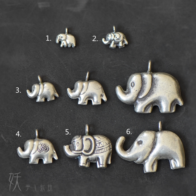 Yaojia ) Thailand handmade silver sterling silver DIY accessories Thailand elephant pendant sterling silver pendant DA01