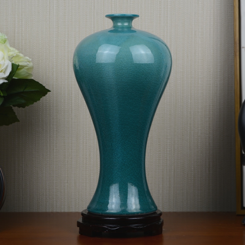 Jingdezhen ceramic vase blue creative ice crack European example room sitting room flower arranging household soft adornment is placed