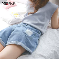 Cao eo quần short denim nữ mùa hè lỗ lỏng Hàn Quốc phiên bản mỏng sinh viên quăn jeans chân rộng quần nóng siêu quần short quần sọt jean nữ