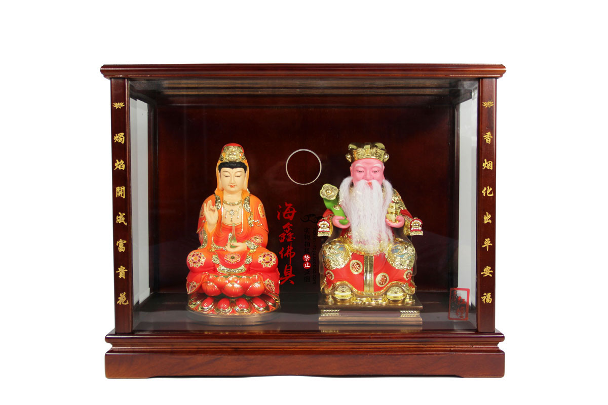 Haixin Buddha furniture Buddha Hall supplies Red Sandalwood Tempered Glass Buddha Light hanging niche hanging cabinet 61 cm wide