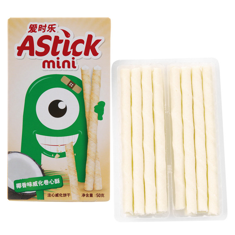 【天猫超市】印尼进口 Astick爱时乐 椰香味威化卷心酥50g/盒