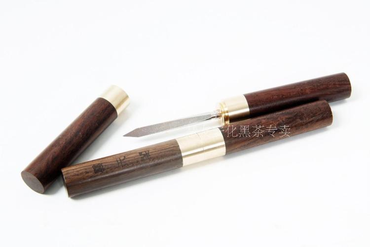 Anhua black tea cloud tea knife Pu - tai tea taper taper stainless steel black sandalwood pry tea sharing tools