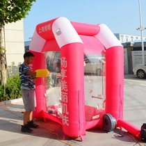 Little yellow man grab money machine gas mold inflatable cartoon arch opening celebration Rainbow door gas mold gas arch