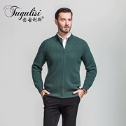 Tugulis cashmere nam cardigan dây kéo 2016 mùa thu và mùa đông mới dày thường kích thước lớn cổ áo cổ áo đan áo khoác