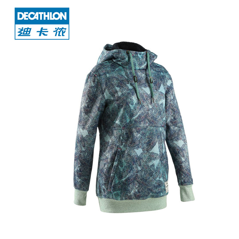 迪卡侬 女式滑雪服 保暖抓绒衣 卫衣连帽衫 WED'ZE
