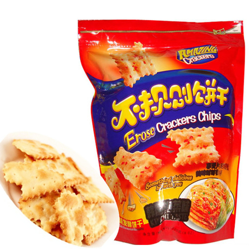 【天猫超市】味之旅不规则梳打饼干韩国泡菜味225g办公室休闲零食