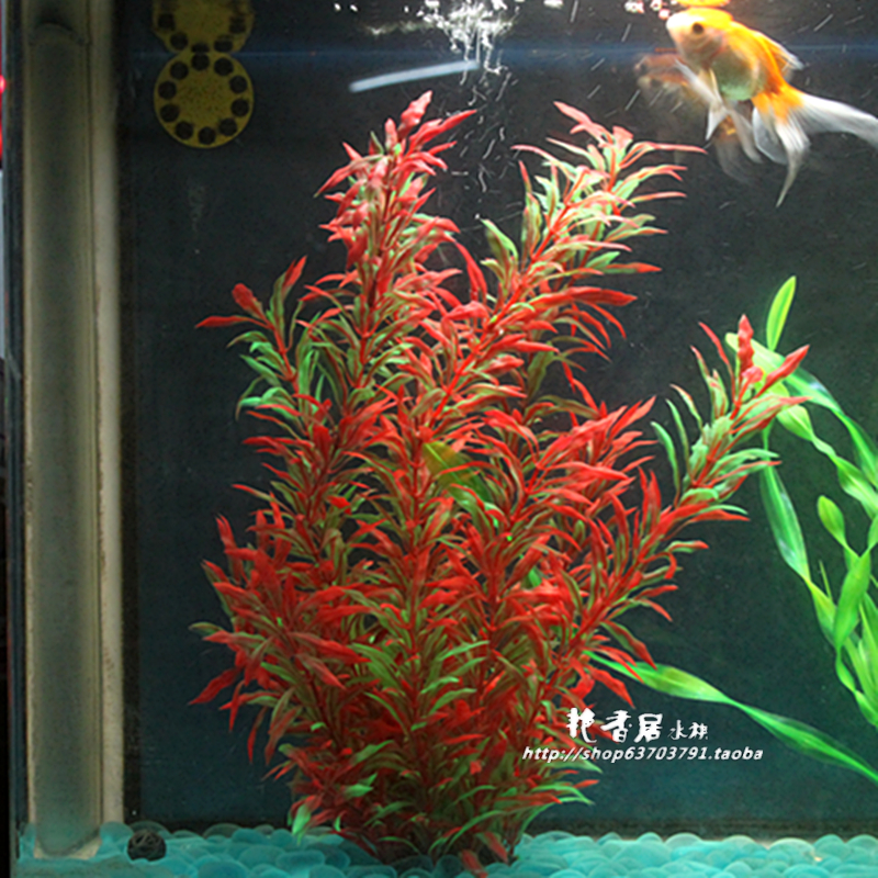 Fish tank decoration emulation water grass water family building fake water grass decoration plastic soft rear view red length willow