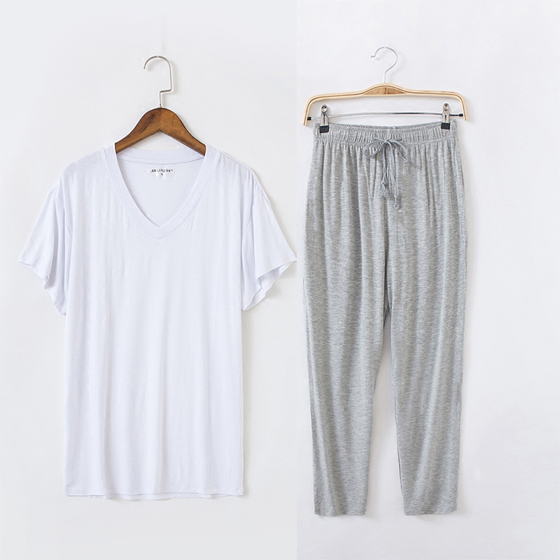 Xia mens phù hợp với quần ngắn tay Mordale V-cổ loose-fitting cộng-kích thước bình thường chất béo nhà lương giữa năm thể thao T-shirt.