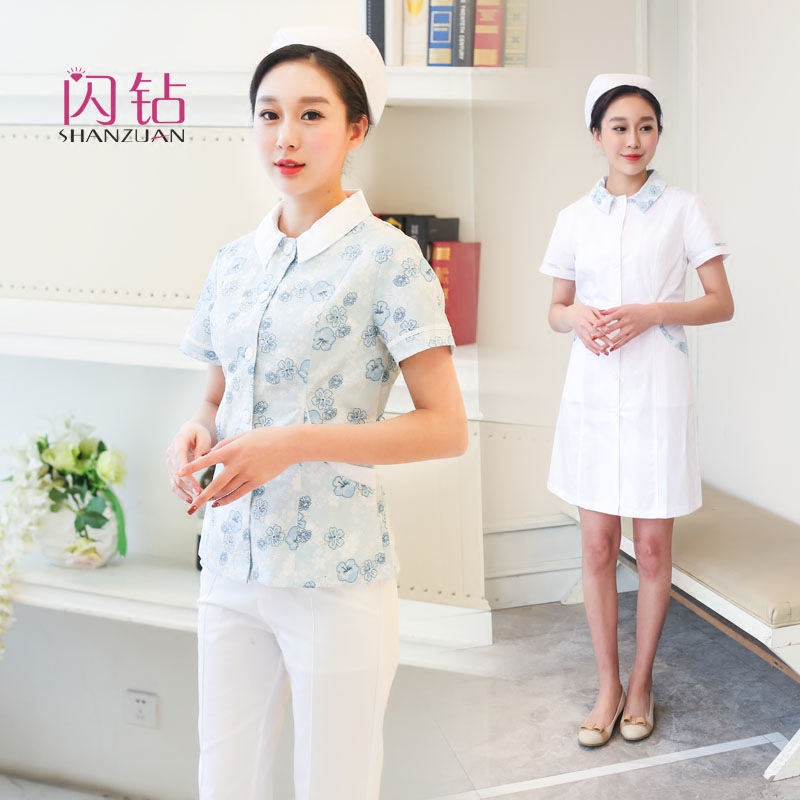 Korean Slim Nurse Clothes Two-piece Female Doctor Nursing Clinic White Coat Beauty Salon Pharmacy White Coat Workwear