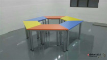 Kindergarten primary school junior high school color desk round trapezoid study table dining table student desk and chair color locker