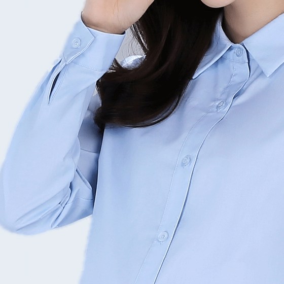 Maternity shirt short section mother loose spring and autumn tooling long-sleeved white OL professional blue formal work clothes shirt