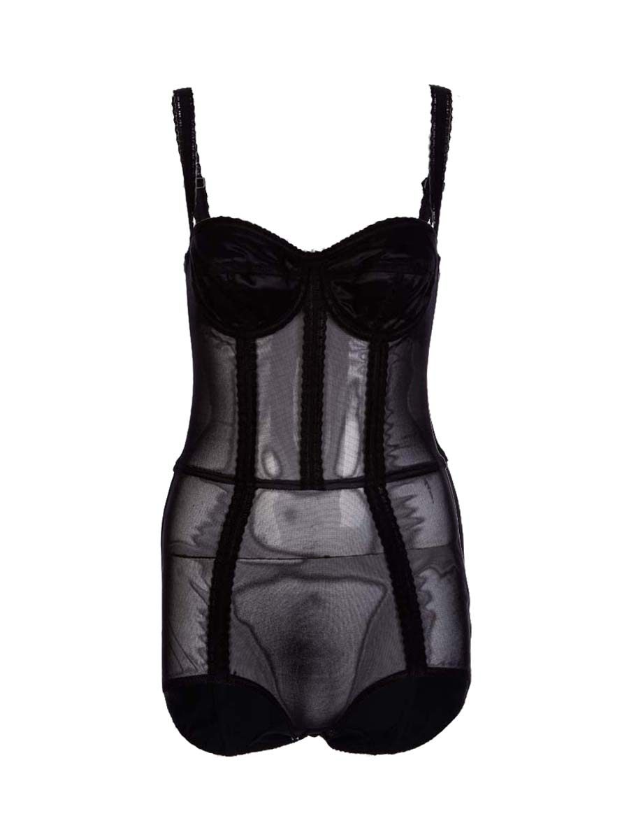 Dolce&Gabbana 黑色透视设计吊带连体裤