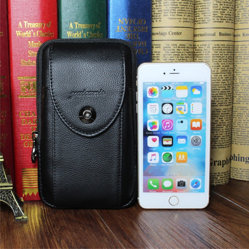 5 56 inch mobile phone bag male wears high - end leather bag casual bag bag large screen mobile phone bag