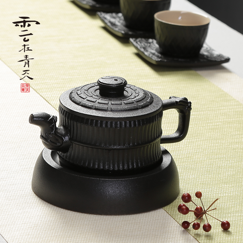 Leading a bundle of bamboo ceramic teapot large - capacity single pot of tea pot teapot household kung fu tea set coarse some ceramic pot