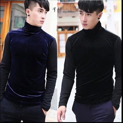 Spring men's wear plus large gold velvet resilience repair slim, long-sleeve T-shirt